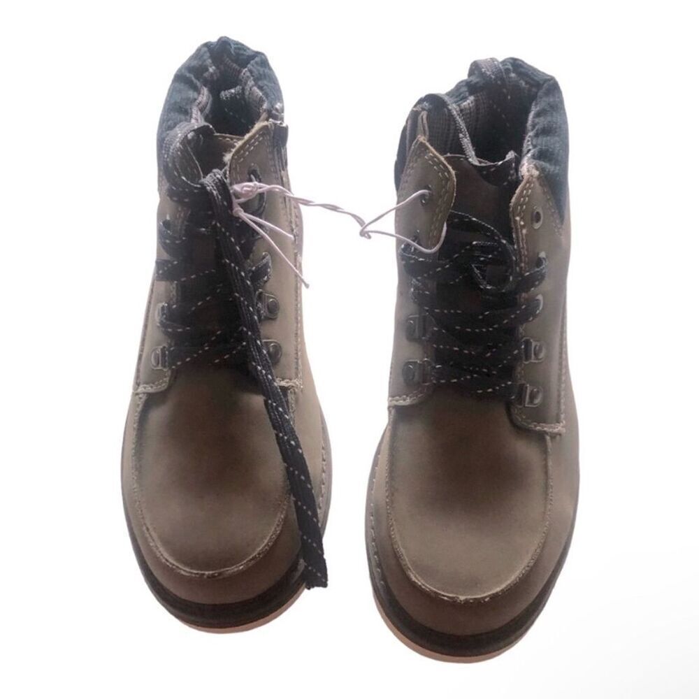 Cat & Jack Boys Gray Moc Toe Casual Fashion Boots Lace Up